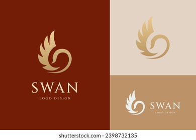 Elegante ícono de logo de cisne. Plantilla de diseño de ilustración vectorial de lujo.