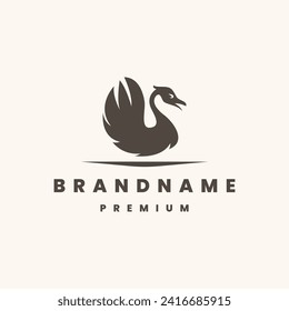 Elegant swan logo icon premium cosmetic brand template. Vector illustration.