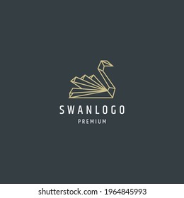 Elegant Swan mono line polygonal logo icon design template premium vector illustration