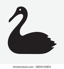 Elegant Swan Silhouette Vector Illustration Isolated on White Background