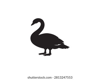 Elegant swan silhouette vector isolated on white background. Editable waterbird illustration perfect for lakes, wetlands, wildlife education, nature graphics and commercial artwork.
