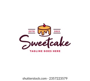 elegant sweet cake logo for any business especially for cakery, bakery, cake shop, cafe,etc.