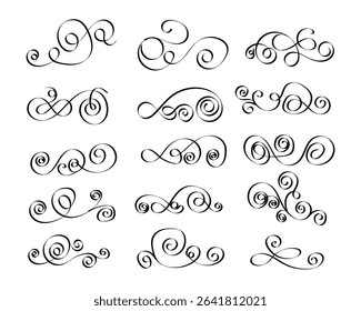 Elegant Swirl Design Elements Flourishes, Curls, and Calligraphic Scrolls.