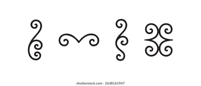 Elegant swirl designs: abstract curly patterns for creative decoration.