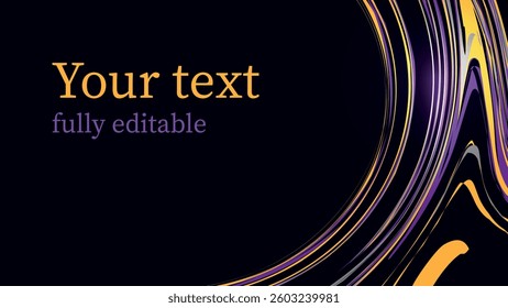Elegant swirl lines on dark background with editable space
