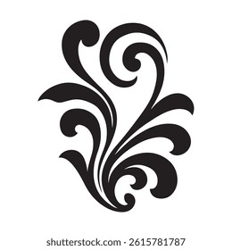 Elegant Swirl Ornament Vector – Black Decorative Flourish Design Isolated on White Background