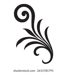 Elegant Swirl Ornament Vector – Black Decorative Flourish Design Isolated on White Background
