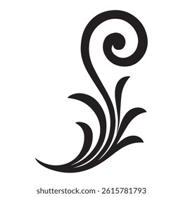Elegant Swirl Ornament Vector – Black Decorative Flourish Design Isolated on White Background