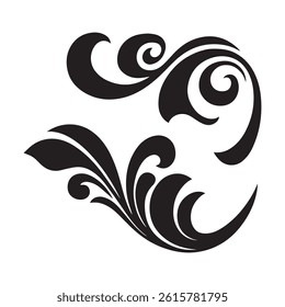 Elegant Swirl Ornament Vector – Black Decorative Flourish Design Isolated on White Background