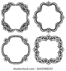 Elegant Swirl Vintage Decorative Floral Border Vector Set Packs
