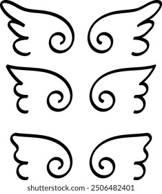 Elegant Swirled Wing Vector Set with Minimalist Design