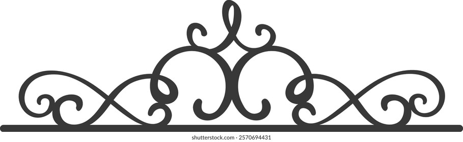 Elegant swirling decorative border forming a symmetrical design, perfect for adding a touch of sophistication and style to invitations, documents, or web designs