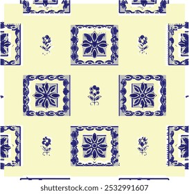 Um elegante padrão floral redemoinho com tons suaves de azul e pêssego, perfeito para fundos e desenhos têxteis.