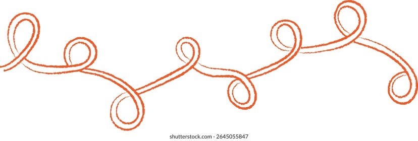 Elegante guirlanda de linha de giro com curvas fluidas e loops em um estilo de desenho animado. Loops graciosos e linhas fluindo criam um efeito de borda decorativo. Ilustração de vetor de desenhos animados.