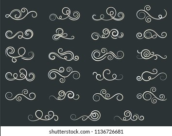 Elegant swirls collection. Set of curls and scrolls for wall decoration and tattoos. Vector illustration.