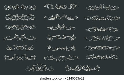Elegant swirls collection. Set of curls and scrolls for wall decoration and tattoos. Vector illustration.
