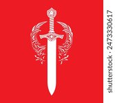 Elegant Sword Emblem with Laurel Wreath: Triumph and Honor in Design