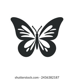 Elegant Symbol of Butterfly Silhouette Logo Icon Isolated on White