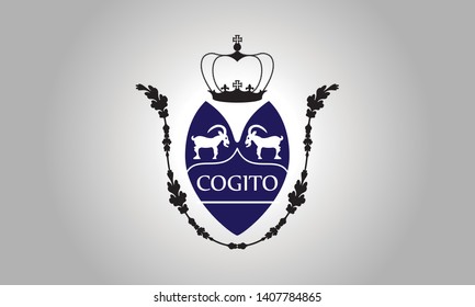 elegant symbol with a crown and ornaments
