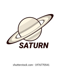 Elegant symbol of planet saturn with rings and label. Vector illustration