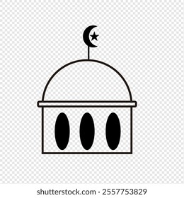 An elegant and symbolic mosque icon, perfect for religious, Ramadan or Islamic culture themed designs. With a transparent background, this icon is ideal for a variety of digital and print applications