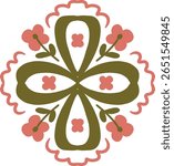 Elegant symmetrical floral design featuring heart-inspired shapes and organic forms