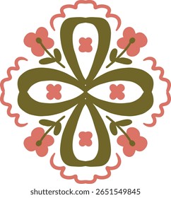 Elegante design floral simétrico com formas inspiradas no coração e formas orgânicas