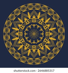 Elegant and symmetrical floral line art golden mandala design used for elegant branding in creative graphic design projects, wedding invitations and spiritual decoration,