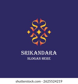 Elegant symmetrical “S” letter logo with ornaments and gradients on a dark purple background, ideal for luxury brands, boutiques, fashion, premium services or personal branding.