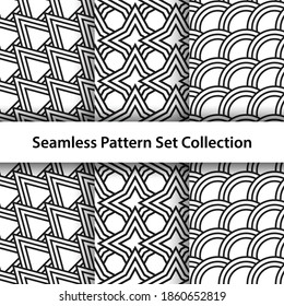 elegant symmetry structure seamless pattern set collection vector design