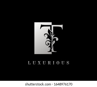 Elegant T Luxury Logo Icon, Vintage Silver T Letter Logo Design.