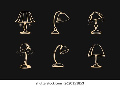 Elegante Tischlampe Kollektion einfache Vektorgrafik Home Beleuchtungselemente