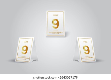 Elegant Table Number 9 Card Mockup for Wedding or Event Reservation