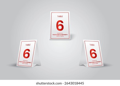 Elegant Table Number Card Design for Restaurant Reservation – Table 6 Mockup