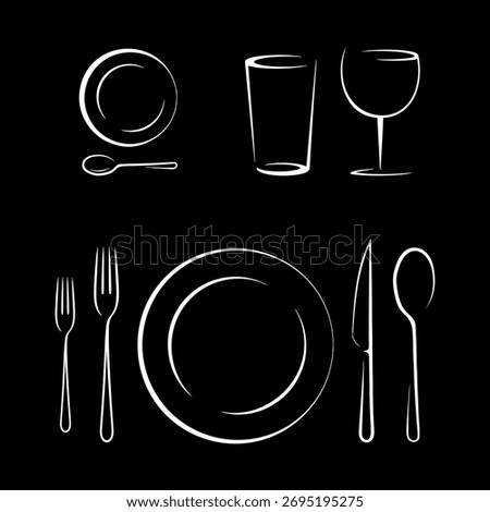 Elegant table setting with cutlery plate and wine glasses 