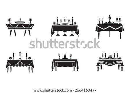 Elegant Table Setting Silhouettes for Dinner Parties and Special Occasions Decorations and Event Planning Graphic Resources