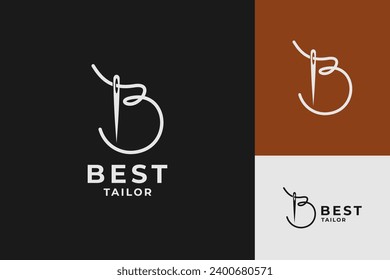 Elegant tailor needle thread flat modern minimalist vector logo design