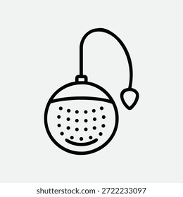 Icono elegante del infusor de la bola de té en estilo limpio del arte de la línea mínima
