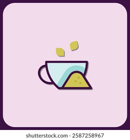 Elegant Teacup Icon Design with Herbal Infusion