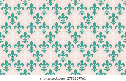 Elegant teal and blush fleurdelis pattern.  Perfect for invitations, website backgrounds, or textile designs.