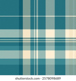 Elegant teal and cream plaid pattern.  Perfect for textile design, fashion, or website backgrounds.  Subtle yet stylish, this seamless texture offers versatility for various projects.