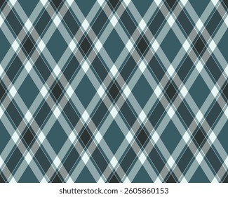 Elegant teal, gray, and white diagonal plaid pattern.  Perfect for textile design, website backgrounds, or stylish branding.