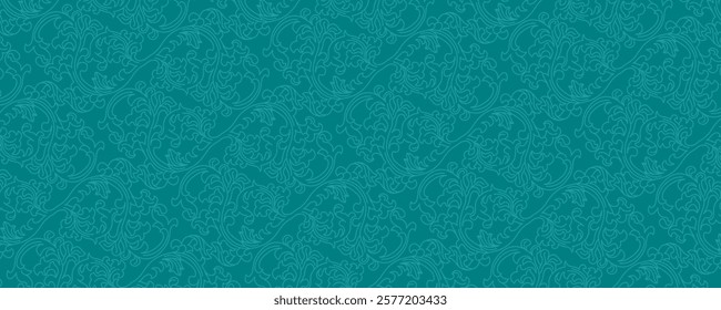 Elegant teal pattern background. An intricate teal background featuring a seamless elegant design with soft curves and timeless look.