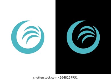 Logotipo abstrato do círculo da onda azul elegante