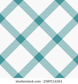 Elegant teal and white diagonal plaid pattern.  Perfect for textile designs, website backgrounds, or stationery.  This clean, modern geometric design offers a sophisticated yet playful aesthetic.