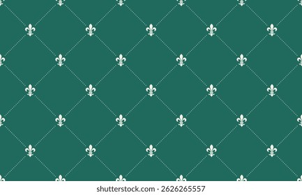 Azul-petróleo elegante e padrão de fleurdelis branco.  Perfeito para marcas luxuosas, convites ou planos de fundo do site.