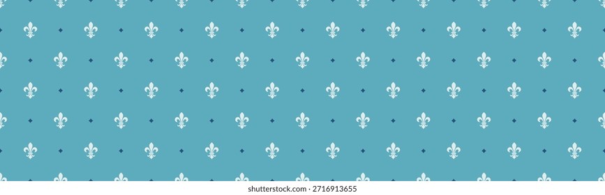 Elegante verde azulado y blanco fleurdelis patrón de repetición.  Perfecto para el diseño textil, Fondo de pantalla, fondos de Sitio web o papelería.