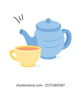 Elegant teapot vector illustration in trendy design style