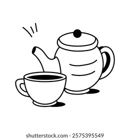 Elegant teapot vector illustration in trendy design style