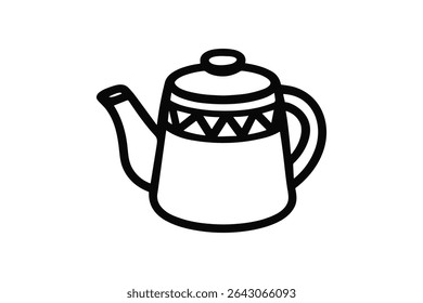Ilustração de arte de linha de vetor de bule elegante para o design de utensílios e apresentação de bebidas
